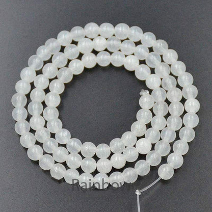 Natural Round White Jade Beads, 15.5'' strand, 2-12mm 