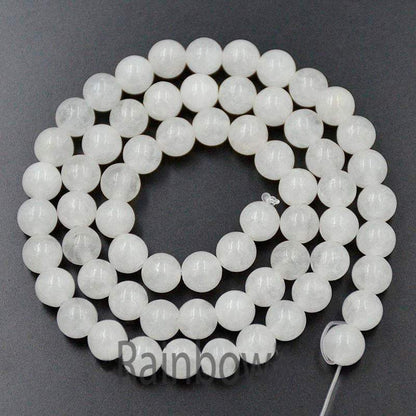 Natural Round White Jade Beads, 15.5'' strand, 2-12mm 