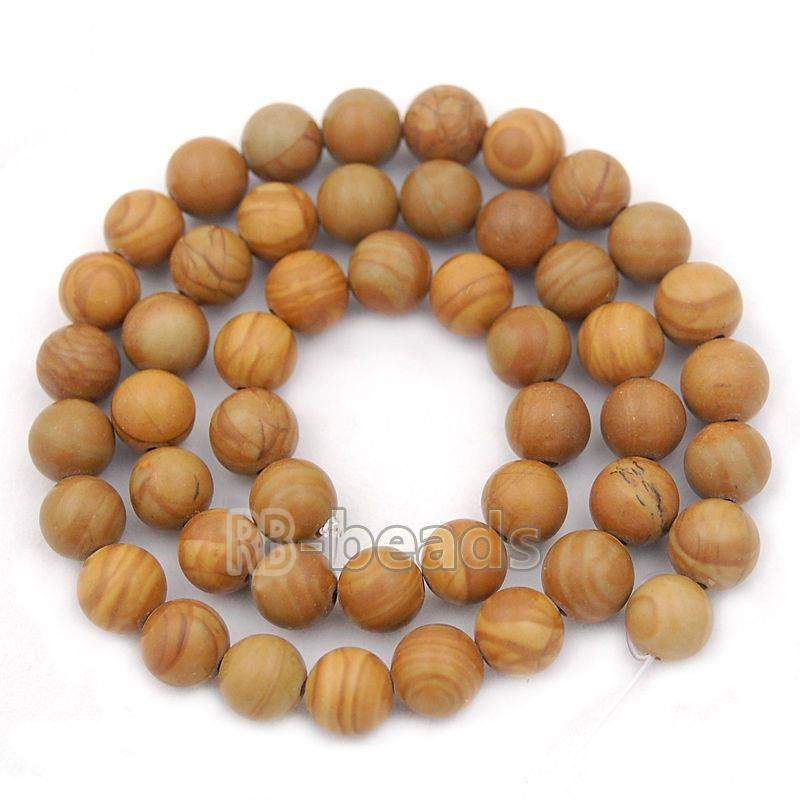 Natural Round Wood Grain Jasper Brown Beads,  4-10mm, 15.5'' strand 