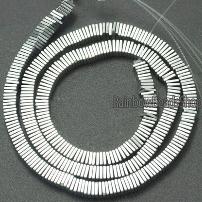 Natural Silver Hematite Flat Square Sliced Beads, 16'' strand 