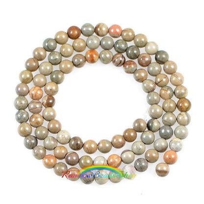 Natural Silver Leaf Jasper Round beads, 4-12mm, 15.5'' strand 