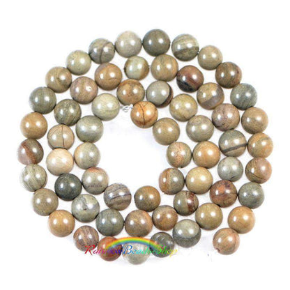 Natural Silver Leaf Jasper Round beads, 4-12mm, 15.5'' strand 