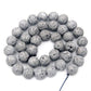 Natural Silver Volcanic Lava Beads Titanium Coated, 4-12mm Round Jewelry Gemstone, 15.5'' strand 