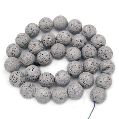 Natural Silver Volcanic Lava Beads Titanium Coated, 4-12mm Round Jewelry Gemstone, 15.5'' strand 