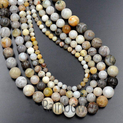 Naturel Bamboo Leaf Agate beads, 4-10mm, 15.5'' inch strand 