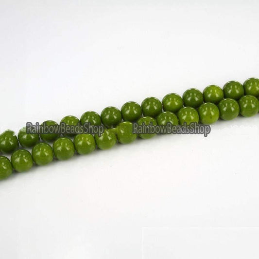 Olive Coated Czech Glass Pearl Smooth Round Beads 4-16mm 