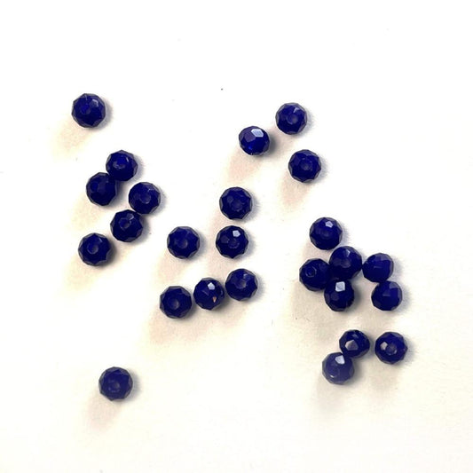 Opaque Blue Czech Crystal 4mm Faceted Round Loose Beads, 100 pcs For Bracelet Necklace Jewelry Making 