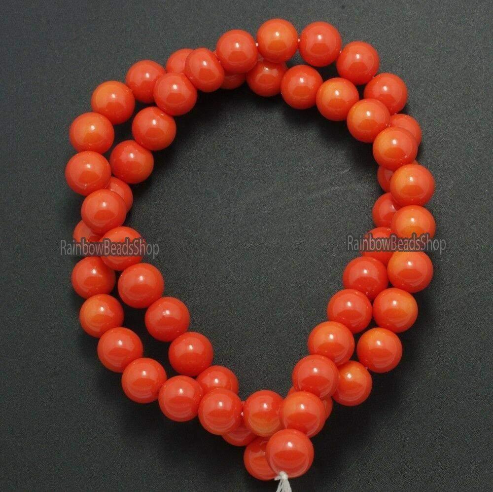 Orange Coated Czech Glass Pearl Smooth Round Beads,  4-16mm 