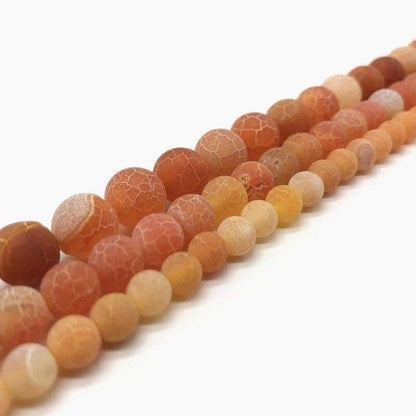 Orange Hyacinth Fire Agate Round Beads, Matte Frosted 4-16mm, 15.5 str 