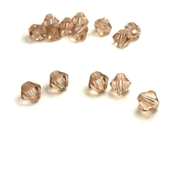 Peach Crystal Faceted Bicone beads, 3mm 4mm Acrylic Faceted Bicone beads, 100pcs,  for jewerly making and beading 