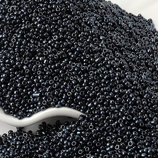 Pearl black Austria beads, 2mm Miyuki Delica round seed beads. 1000pcs 