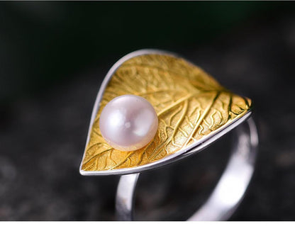 Pearl Leaf Ring 