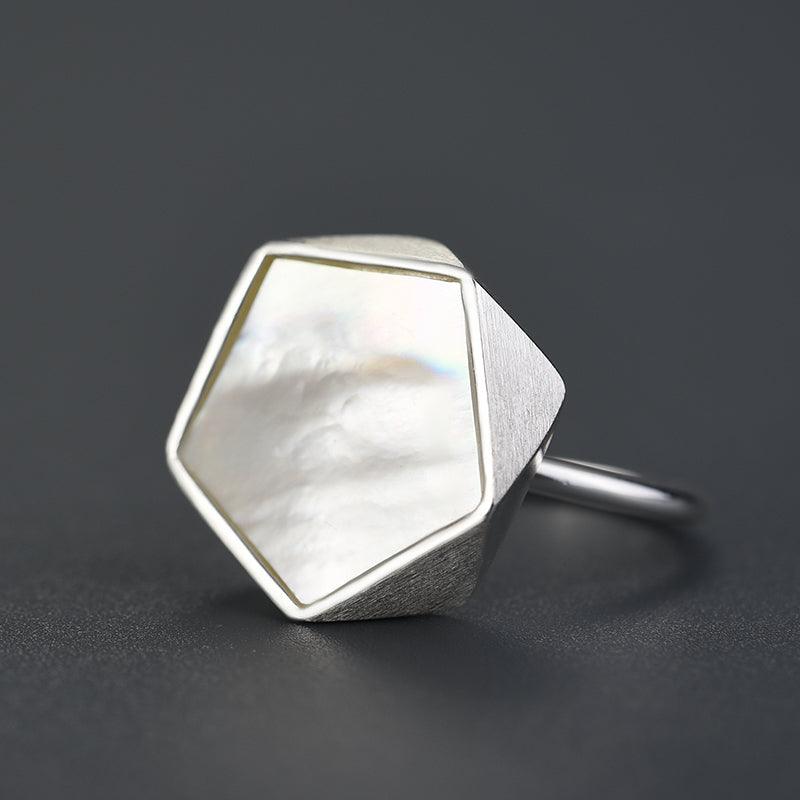 Pentagon geometric ring, 925 Sterling Silver 