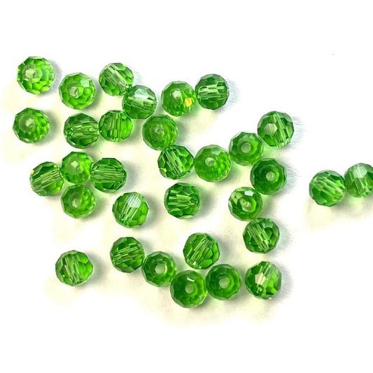 Peridot Green Topaz Czech Crystal 4mm Faceted Round Loose Beads, 100 pcs For Bracelet Necklace Jewelry Making 