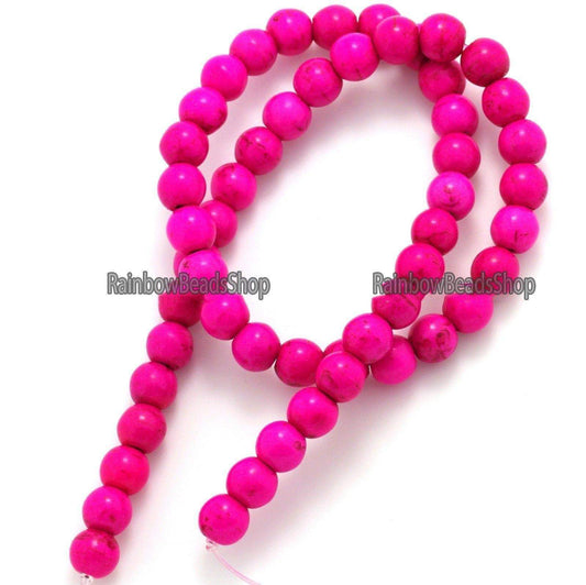 Pink Howlite Turquoise Round beads, 2-12mm, 16'' strand 