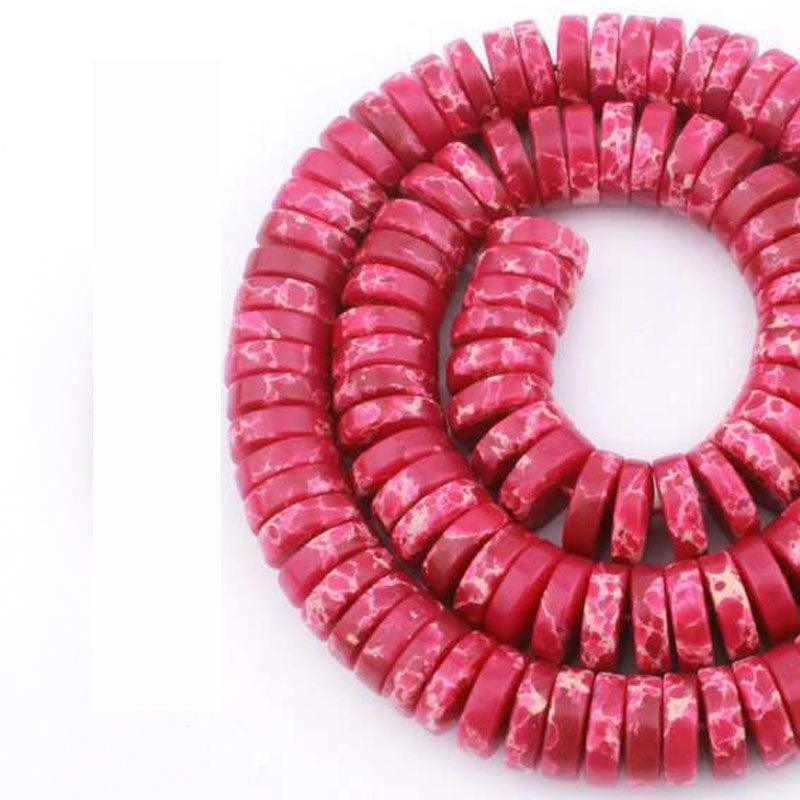 Pink Natural Sea Sediment Jasper Heishi Beads, 4-8mm, 15.5'' strand 
