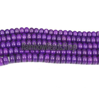 Purple Howlite Rondelle Beads, 3x4 4x6 6x8 6x10 6x12mm, 16'' strand 