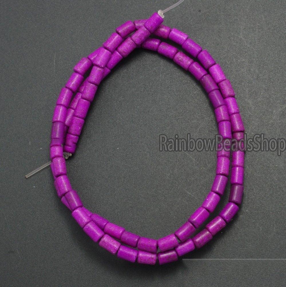 Purple Howlite Tube beads, 3x5 4x6 4x13 6x8mm, 16'' strand 