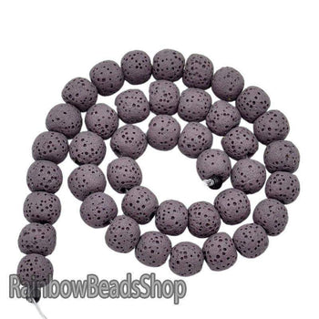 Purple Lava Volcanic Beads, Natural Round Gemstone, 8-12mm, 15.5'' strand 