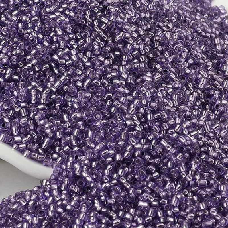 Purple Lined toho japanese seed beads, 2mm 12/0  Miyuki Delica Transparen small glass beads, Austria round beads, Clear, 1000 pcs 