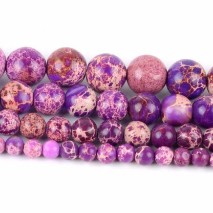 Purple Natural Sea Sediment Jasper, Round 4-12mm, 15.5'' Full Strand 