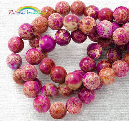 Purple Natural Sea Sediment Jasper, Round 4-12mm, 15.5'' Full Strand 