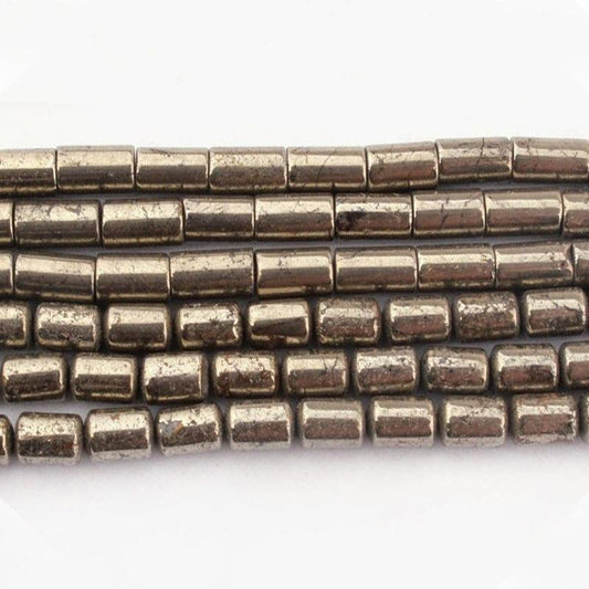 Pyrite Tube Hematite Beads, 2x4mm, 1x3mm, 16'' inch strand 