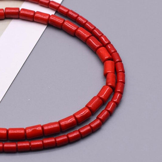 Red Howlite Turquoise Tube beads, 16'' strand 