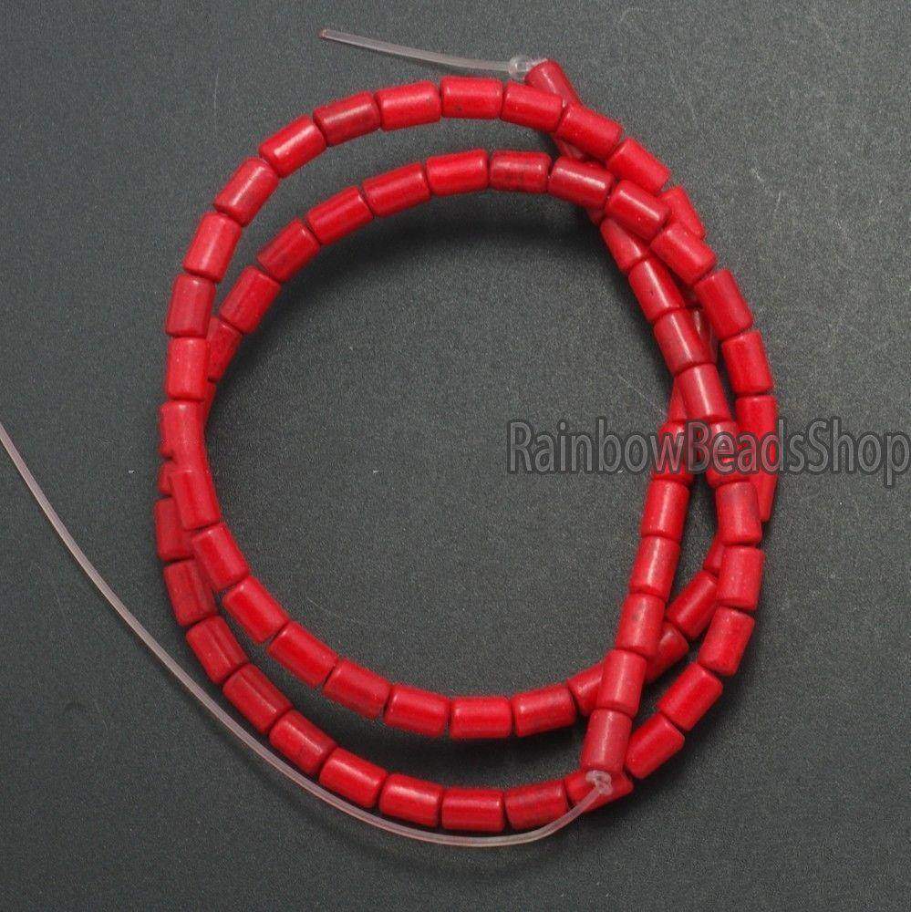 Red Howlite Turquoise Tube beads, 16'' strand 