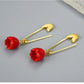 Red Rose on a Safety Pin Earring 
