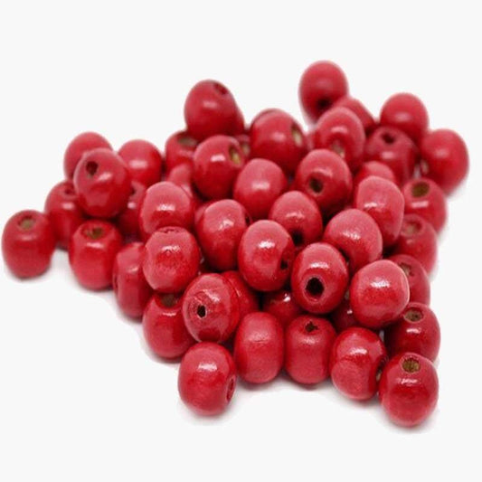 Red Wooden natural loose spacer round beads 4-16mm 