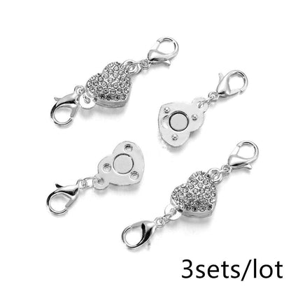 Heart-Shaped Magnetic Clasps with Rhinestones ❤️🧲 – RainbowShop for Craft