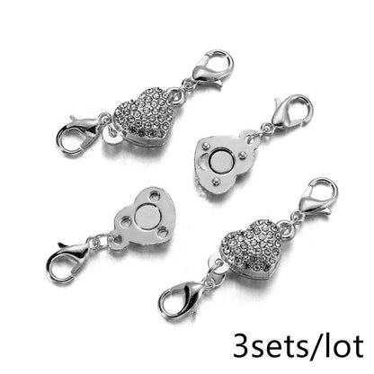 Rhinestone Heart Magnetic Clasps 