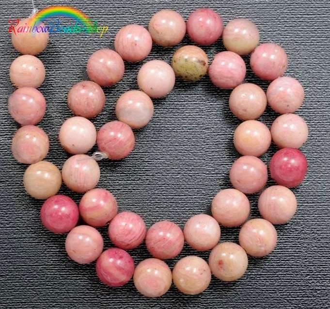 Rhodonite Beads, Pink Beads, Gemstone Beads, Round Natural Beads, Jewelry Stone Beads, Full Strand  4mm 6mm 8mm 10mm 