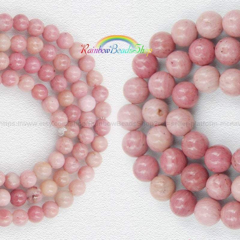 Rhodonite Beads, Pink Beads, Gemstone Beads, Round Natural Beads, Jewelry Stone Beads, Full Strand  4mm 6mm 8mm 10mm 