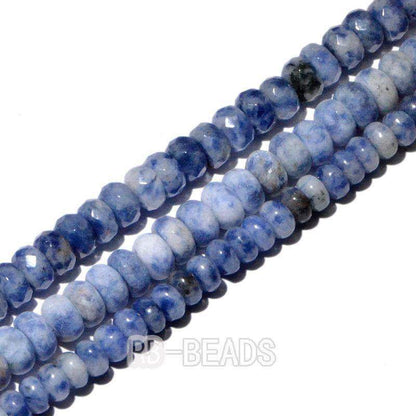 Rondelle Disk Blue Spot Jasper Beads, Smooth Matte and Faceted 