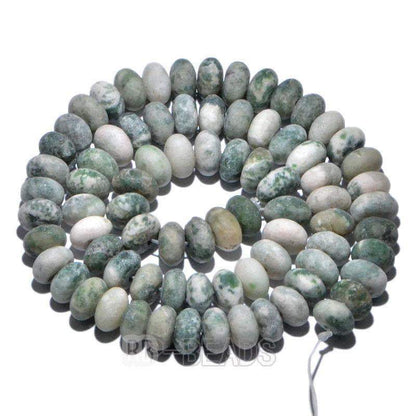 Rondelle Disk Green Spot Jasper Beads, Smooth Matte and Faceted 