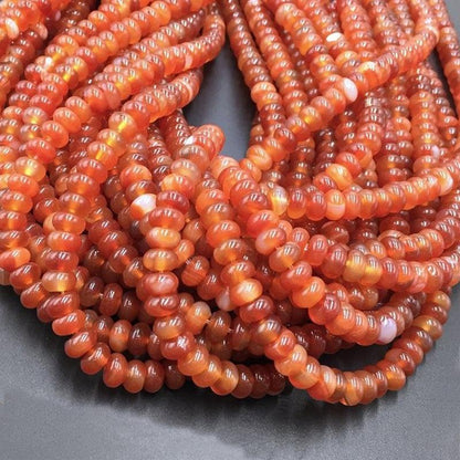 Rondelle Disk Red Carnelian Agate beads, Smooth Matte or Faceted, 15.5 