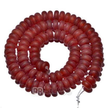 Rondelle Disk Red Carnelian Agate beads, Smooth Matte or Faceted, 15.5 