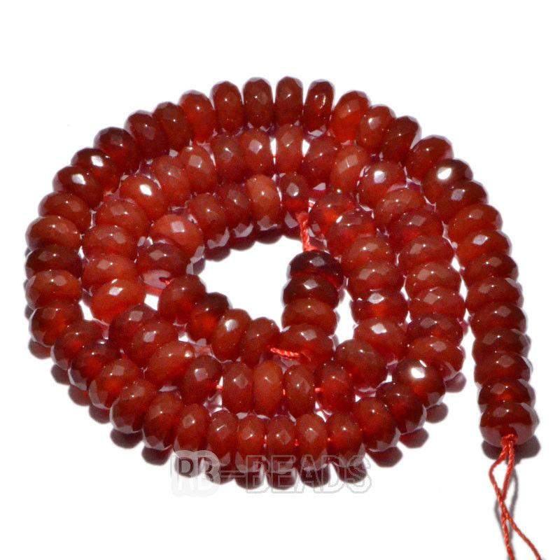 Rondelle Disk Red Carnelian Agate beads, Smooth Matte or Faceted, 15.5 