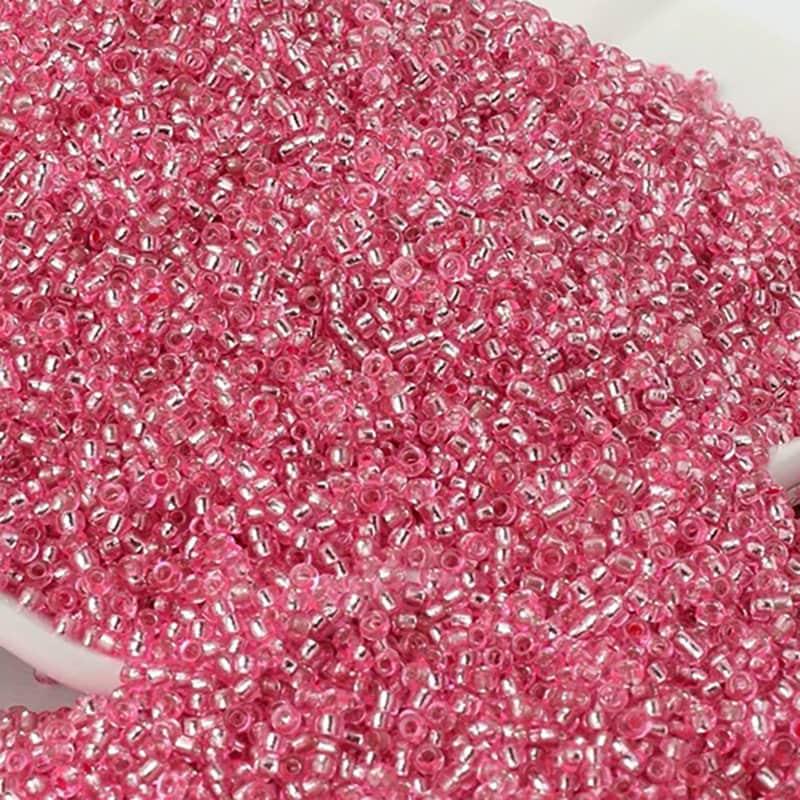 Rose Pink Lined Transparen  preciosa seed beads, beadworking 2mm 12/0  Miyuki Delica small glass beads, Austria round beads, Clear, 1000 pcs 