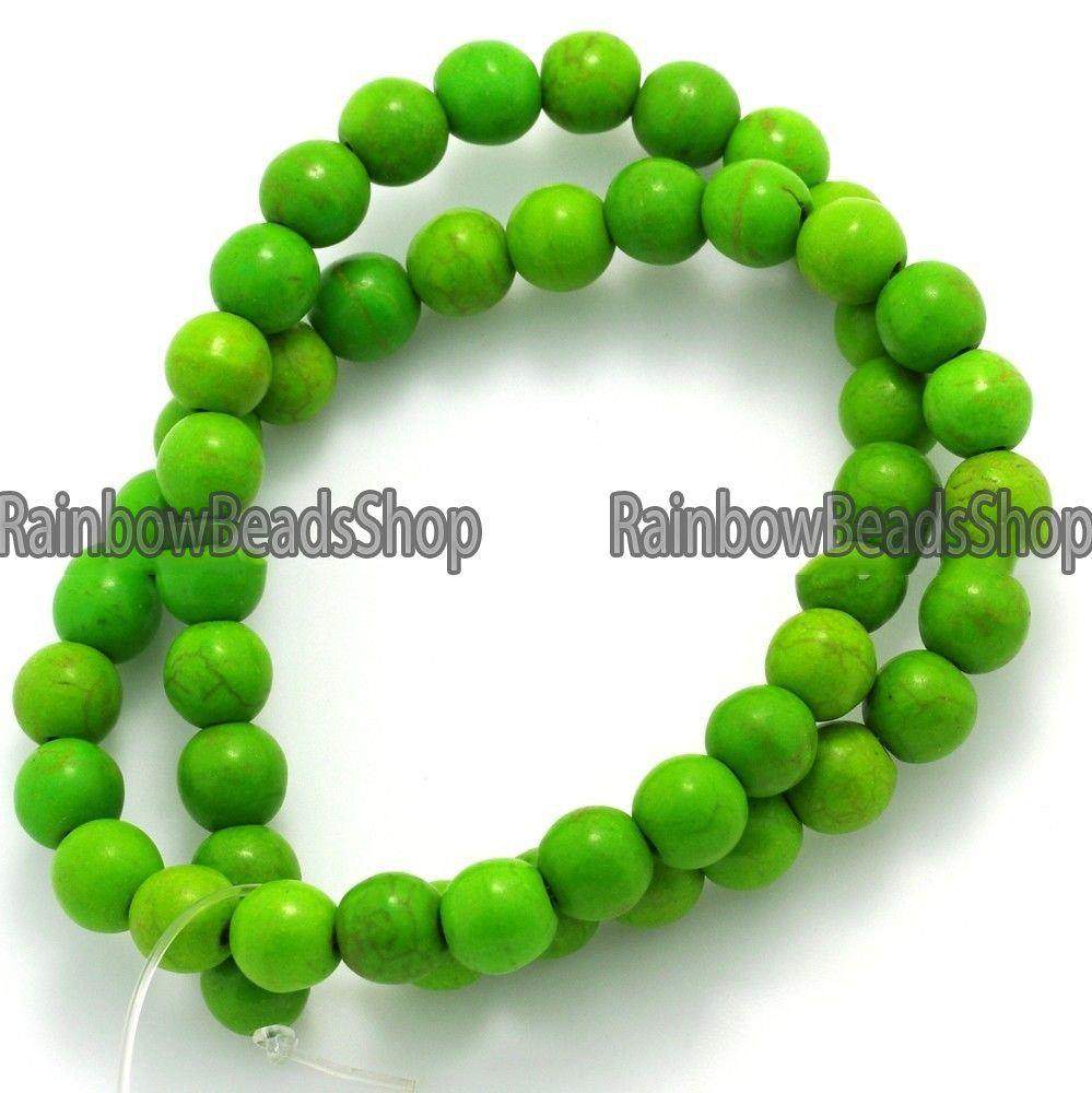 Round Green Howlite beads, 2-12mm, 16'' strand 