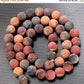 Round Matte Jasper Picasso beads, 15.5'' strand.  4-12mm 