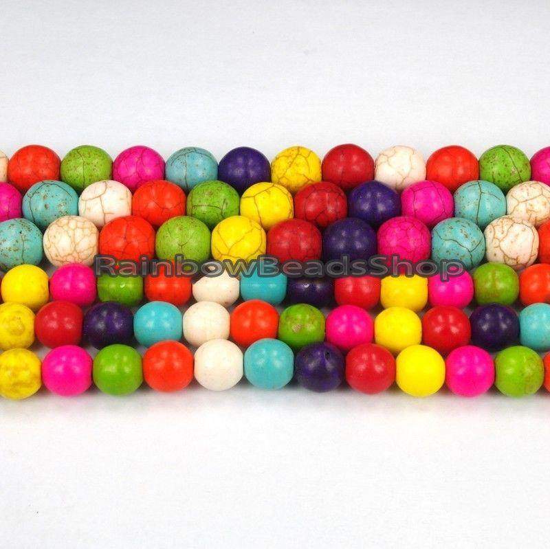 Round Mixed Howlite beads, 2-12mm, 16'' strand 