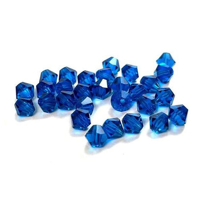 Sapphire blue Czech Crystal Faceted Bicone beads, 3mm 4mm Acrylic Faceted Bicone beads, 100pcs,  for jewerly making and beading 