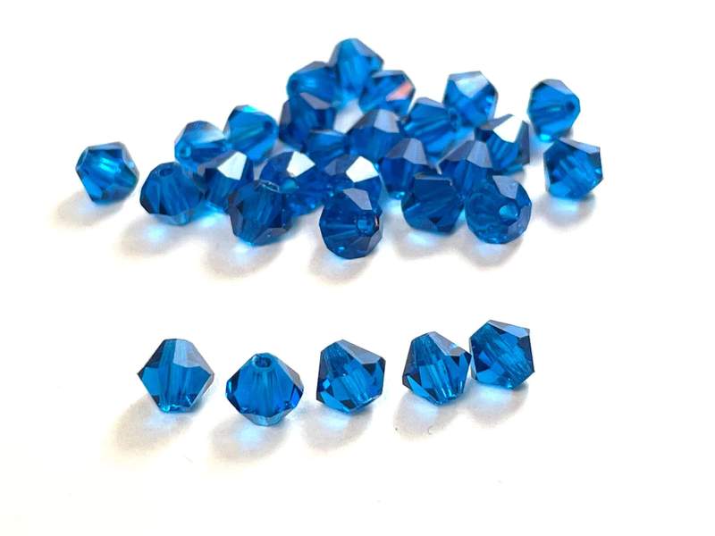 Sapphire blue Czech Crystal Faceted Bicone beads, 3mm 4mm Acrylic Faceted Bicone beads, 100pcs,  for jewerly making and beading 
