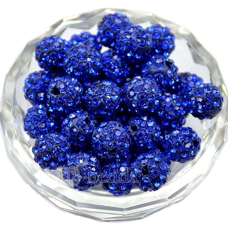 Sapphire Crystal Rhinestone Round Beads, 6mm 8mm 8mm 10mm 12mm Pave Clay Disco Ball Beads, Chunky Bubble Gum Beads, Gumball Acrylic Beads 