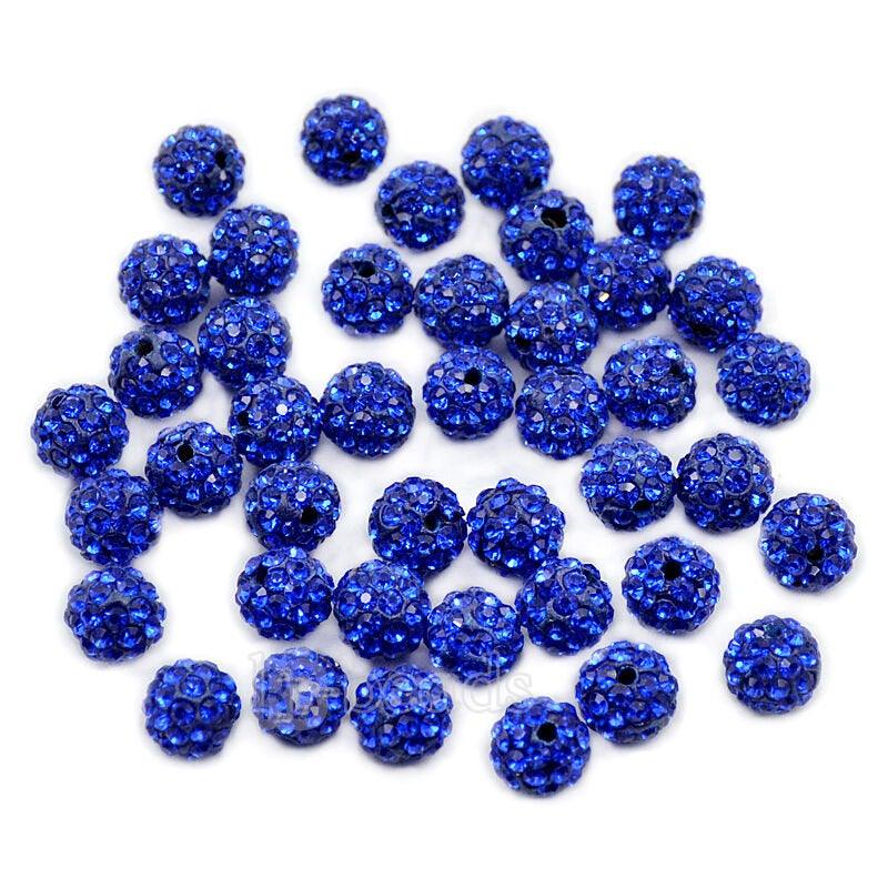 Sapphire Crystal Rhinestone Round Beads, 6mm 8mm 8mm 10mm 12mm Pave Clay Disco Ball Beads, Chunky Bubble Gum Beads, Gumball Acrylic Beads 