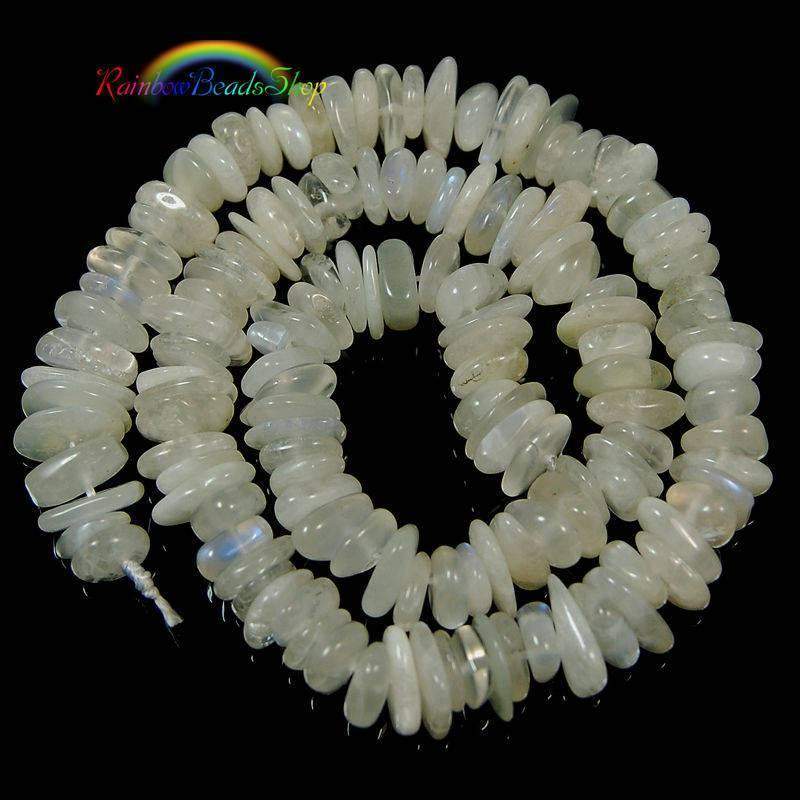 Semiprecious 3-5x8-13mm Natural White freeform Moonstone Rondelle Beads 
