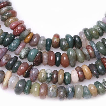 Semiprecious Indian Agate Freeform Rondelle Disk Beads, 15'' strand 